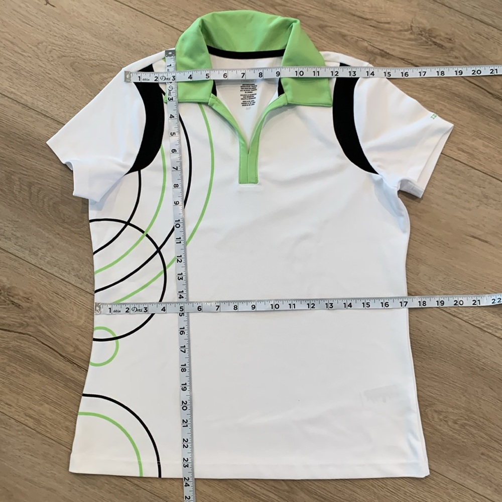 Izod Green and White Golf Skirt & Shirt Size 4 with Black Trim #101 - Picture 9 of 14